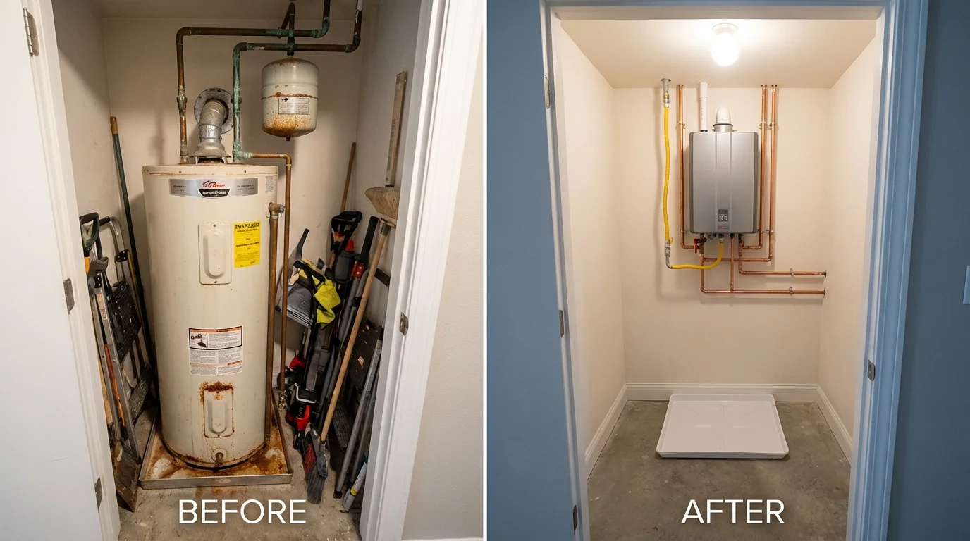 Tank water heater versus wall-mounted tankless unit comparison for Springville, IA homeowners